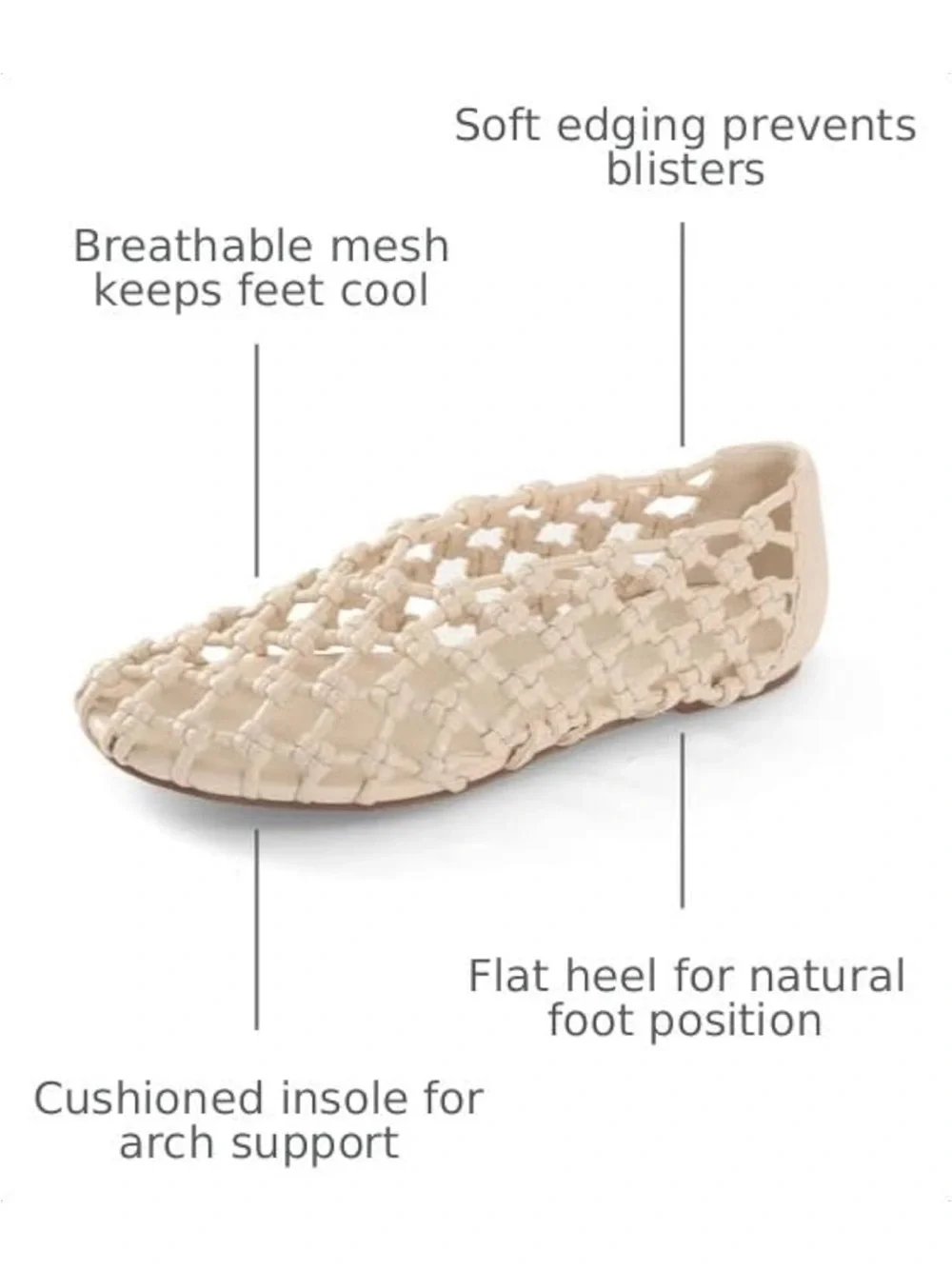 Mesh Ballet Flats for Women Faux Leather Mary Jane Shoes with Round Toe and Flat